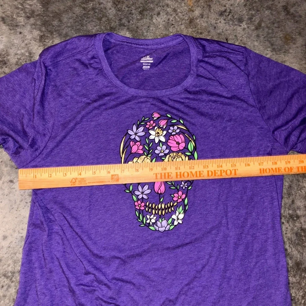 Way To Celebrate Sugar Skull Day of The Dead Halloween T-Shirt Womens XL Purple - Picture 5 of 7